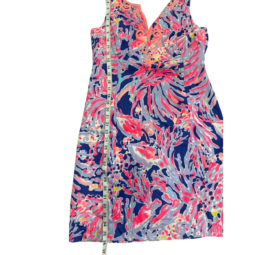 Lilly Pulitzer Lyssa Sleeveless Dress V-Neck Floral Pink Blue Womens Size 6 - Picture 6 of 8